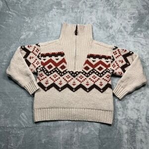 Idyllwind Quarter Zip Sweater Womens Beige Southwestern Geometric Knit M